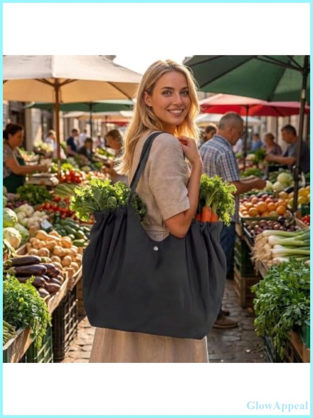 Large Capacity Foldable Tote Bag with Buckle Shopping Bag